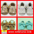 2015 latest design spring and autumn beautiful color tassels and bow moccasin kid italian shoes